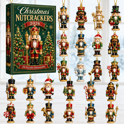 Christmas Nutcrackers Green Advent Calendar 2026 - 24-Day Festive Countdown, Acrylic Charms Blind Box - Gift For Family & Friends