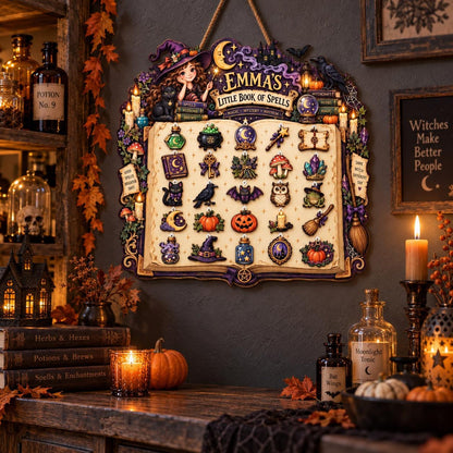 Personalized Wooden Halloween Advent Calendar: Hanging Witchy Charms