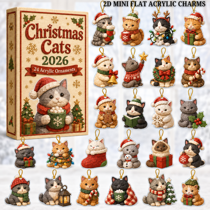 Christmas Cat House Advent Calendar 2026 - 24-Day Festive Countdown, Acrylic Charms Blind Box - Gift For Cat Lovers