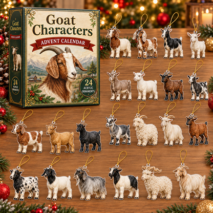 Goat Characters Advent Calendar 2026 - 24-Day Festive Countdown, Acrylic Charms Blind Box - Gift For Goat Lovers