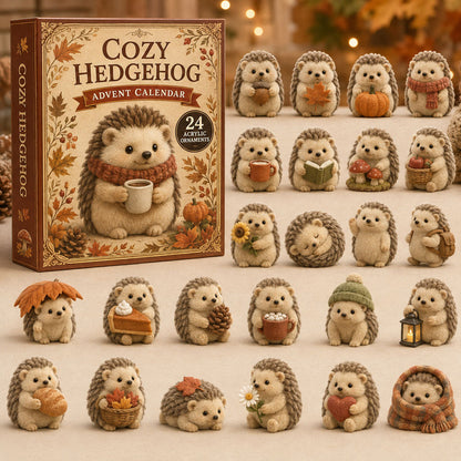 Cozy Hedgehog Advent Calendar 2026 - 24-Day Festive Countdown, Acrylic Charms Blind Box - Gift For Hedgehog Lovers