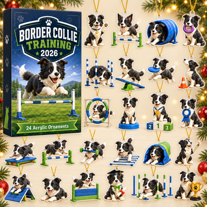 Border Collie Training Advent Calendar 2026 - 24-Day Festive Countdown, Acrylic Charms Blind Box - Gift For Border Collie Lovers