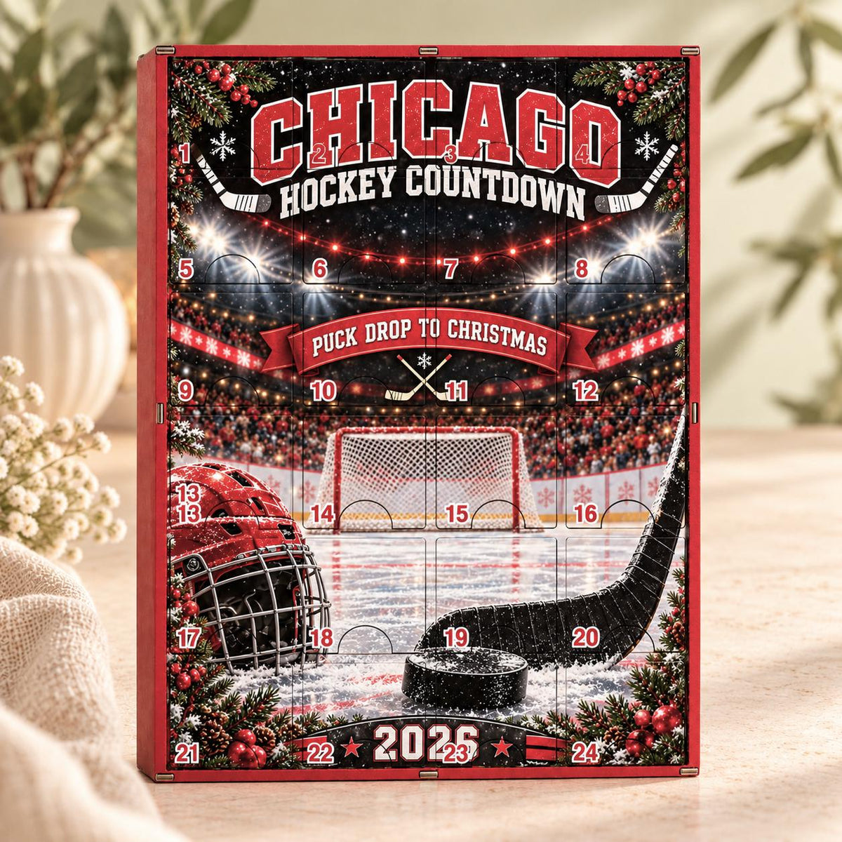 Personalized Hockey Advent Calendar, Wooden Christmas Countdown with Acrylic Charms, Custom Golfer Gift, Golf Lover Christmas Gift