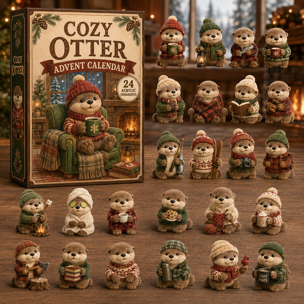 Cozy Otter Advent Calendar 2026 - 24-Day Festive Countdown, Acrylic Charms Blind Box - Gift For Otter Lovers