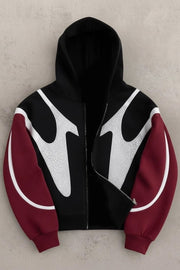 Contrast Rhinestone Zip Hoodie
