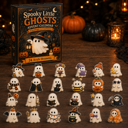 Spooky Little Ghosts Advent Calendar 2026 - 24 Day Spirits Countdown, Acrylic Charms Blind Box - Gift For Halloween Lovers