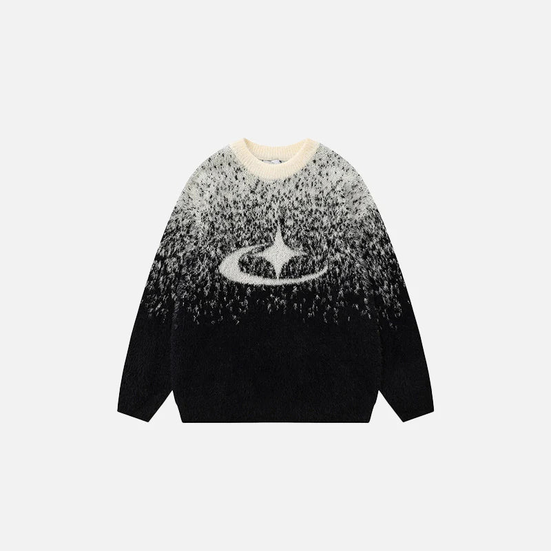 Stellar Splash Knit Sweater Abstract Galaxy Pattern