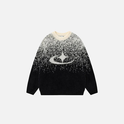 Stellar Splash Knit Sweater Abstract Galaxy Pattern