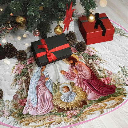 Pink Nativity Christmas Tree Skirt QFPY5311005