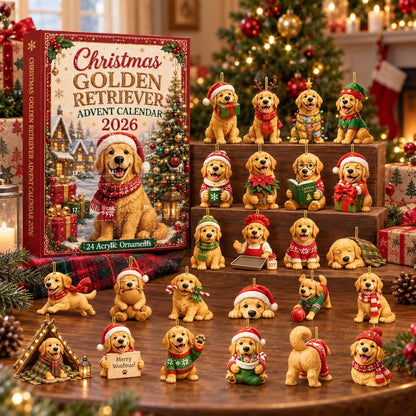 2026 Golden Retriever Advent Calendar | 24 Acrylic Dog Ornaments (Holiday Countdown)