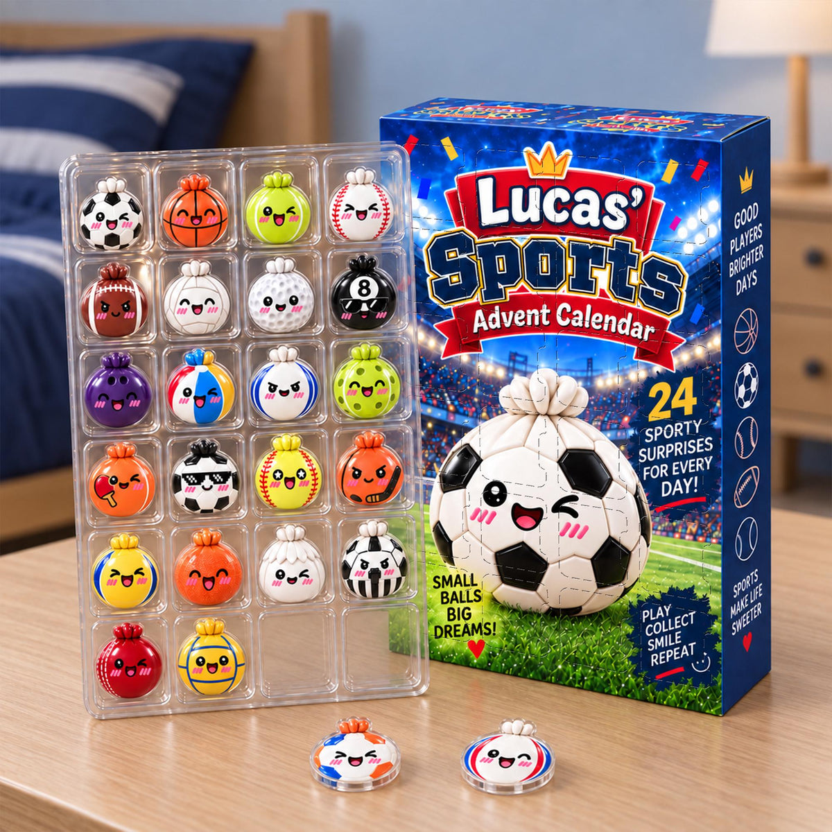 Personalized Dumpling Sports Blind Box Advent Calendar: Custom 24 Day Kids Kawaii Charm Toy