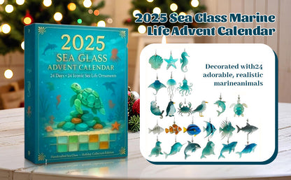 Sea Glass Advent Calendar 2025 24 Sea Animal Figurines Xmas Gift Set