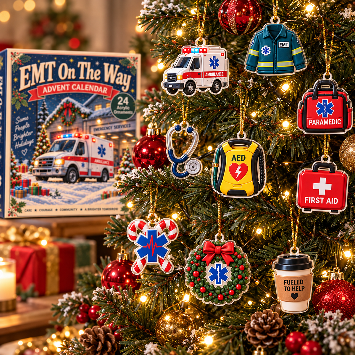 24 Days of  Emt On The Way - 2026 Advent Calendar Blind Box of 24 Ornament