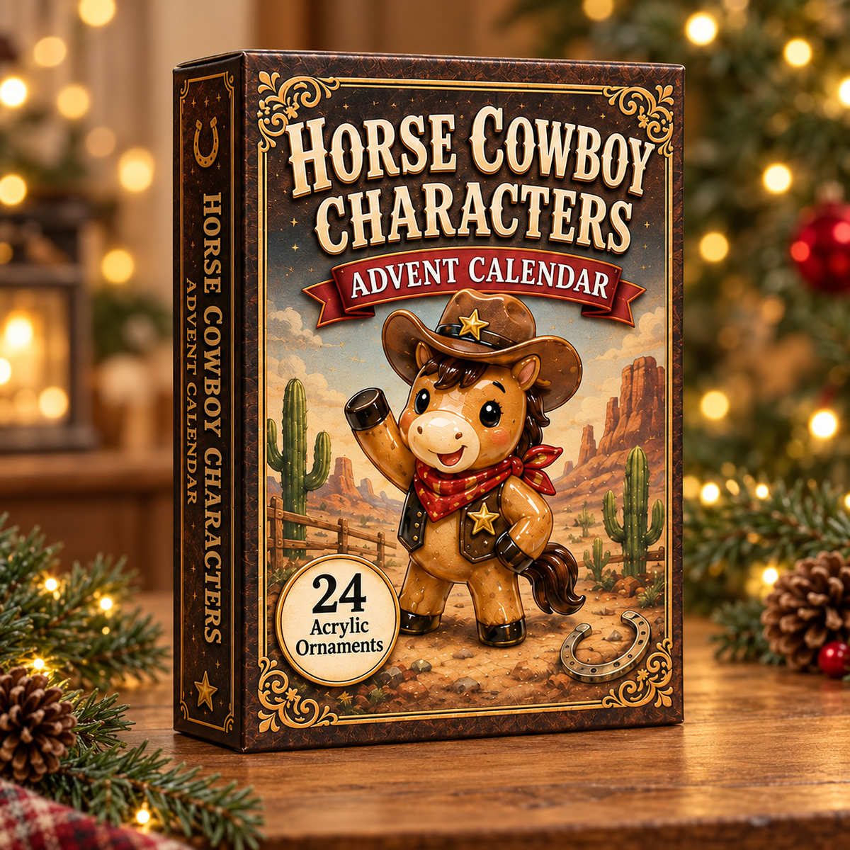 Horse Cowboy Advent Calendar 2026 - 24-Day Festive Countdown, Acrylic Charms Blind Box - Gift For Horse Lovers