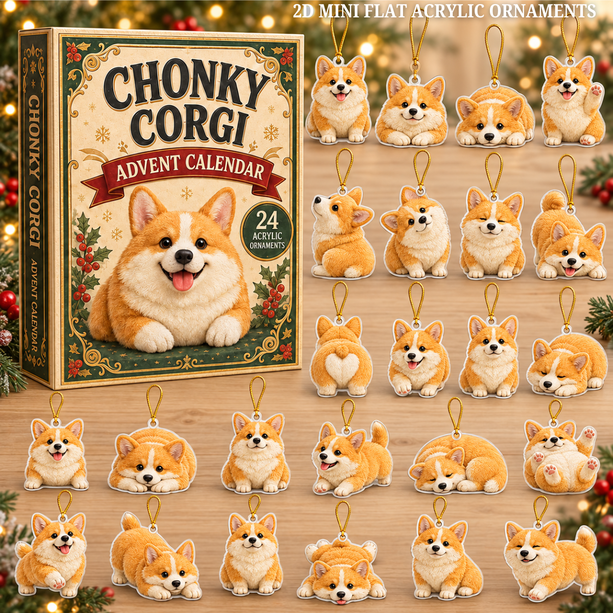Chonky Corgi Advent Calendar 2026 - 24-Day Festive Countdown, Acrylic Charms Blind Box - Gift For Corgi Lovers