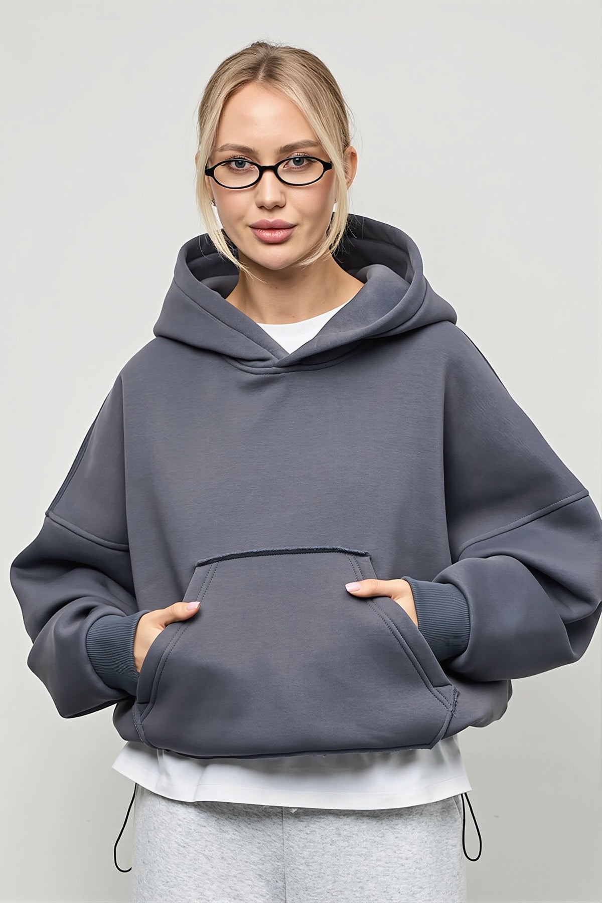 Drawstring Waist Pullover Hoodie