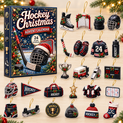Hockey Christmas Advent Calendar 2026 - 24-Day Festive Countdown, Acrylic Charms Blind Box - Gift For Hockey Lovers