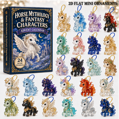 Horse Mythical Advent Calendar 2026 - 24-Day Festive Countdown, Acrylic Charms Blind Box - Gift For Fantasy Lovers