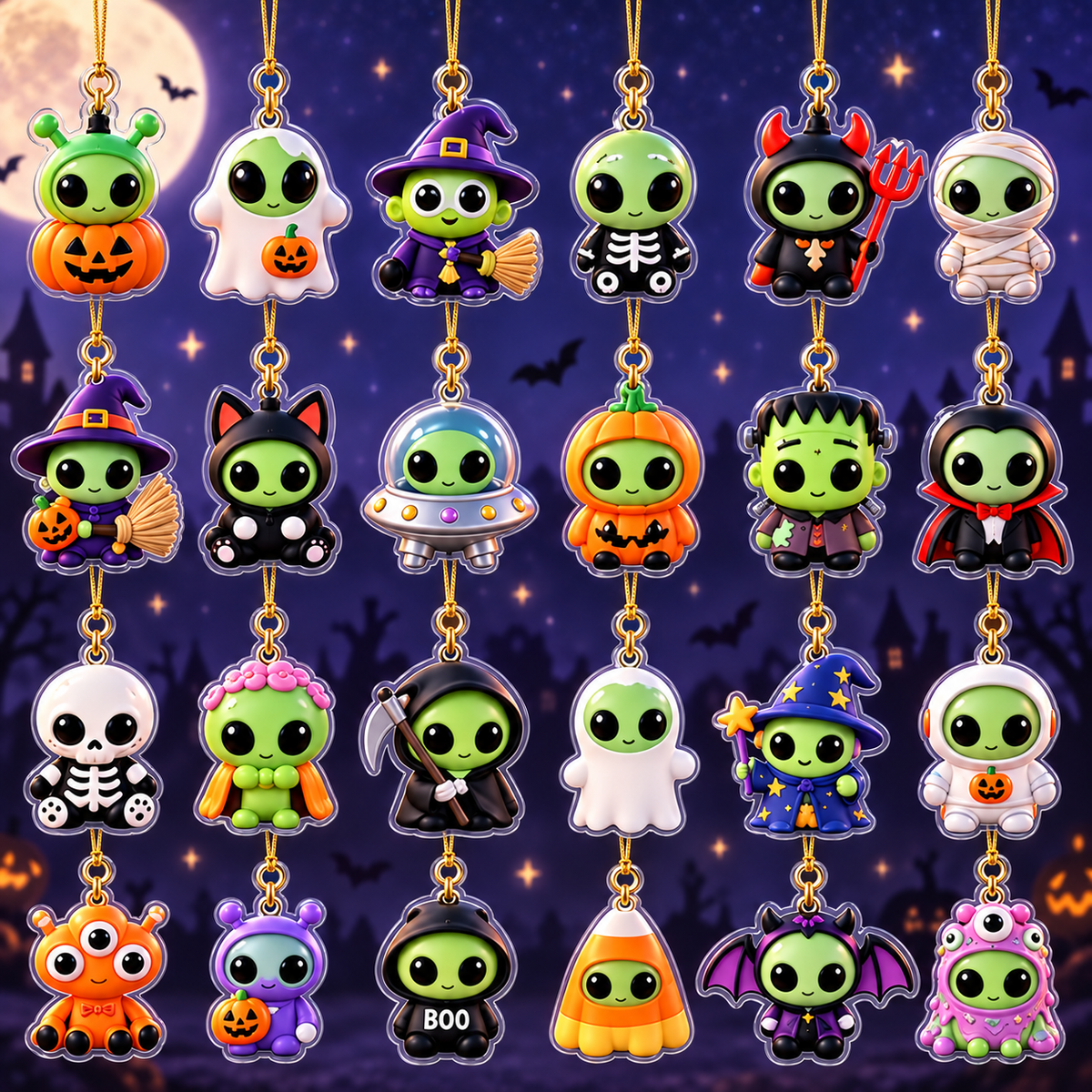 24 Nights of Alien Fright Halloween Advent Calendar 2026 – 24 Cute Alien Charms, Spooky Countdown Box for Kids & Alien Lovers