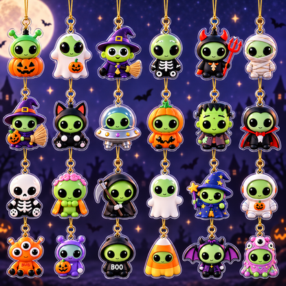 24 Nights of Alien Fright Halloween Advent Calendar 2026 – 24 Cute Alien Charms, Spooky Countdown Box for Kids & Alien Lovers