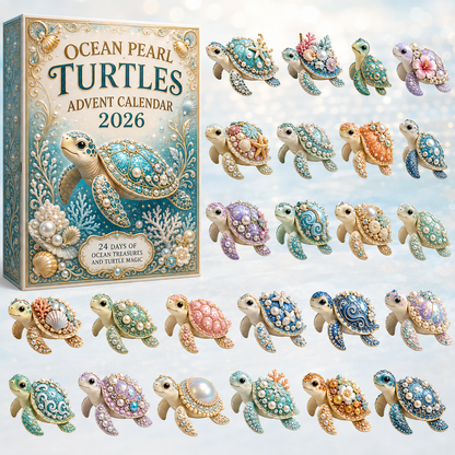 Pearl Sea Turtle Voyage Advent Calendar 2026 - 24-Day Festive Countdown, Acrylic Charms Blind Box - Gift For Turtle Lovers
