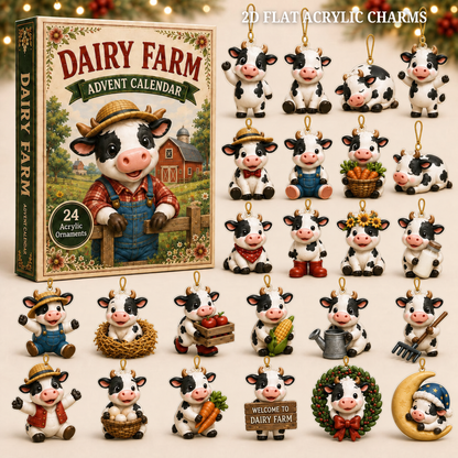 Dairy Farm Advent Calendar 2026 - 24-Day Festive Countdown, Acrylic Charms Blind Box - Gift For Farmer