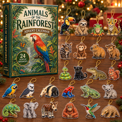 Rainforest Animals Life Advent Calendar 2026 - 24-Day Festive Countdown, Acrylic Charms Blind Box - Gift For Animal Lovers