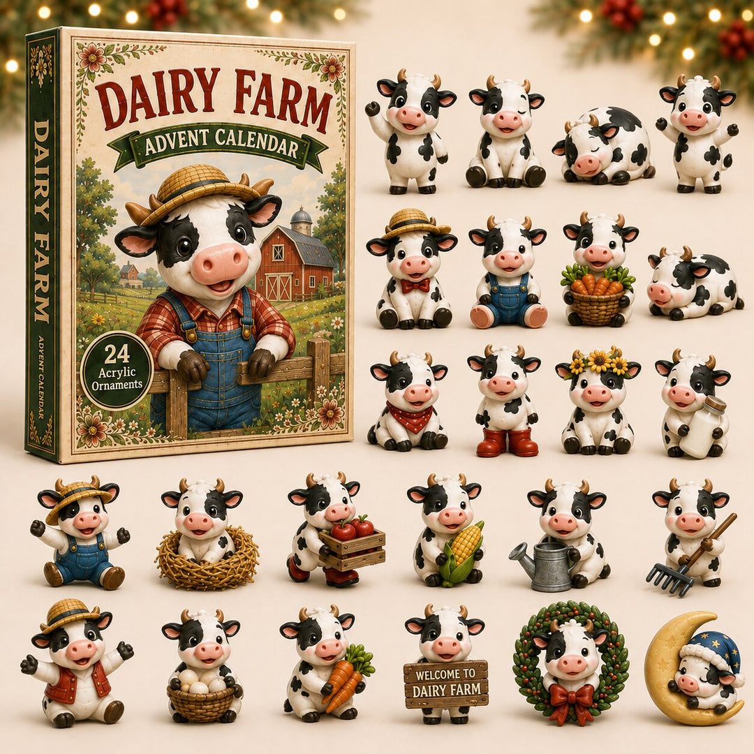 Dairy Farm Advent Calendar 2026 - 24-Day Festive Countdown, Acrylic Charms Blind Box - Gift For Farmer