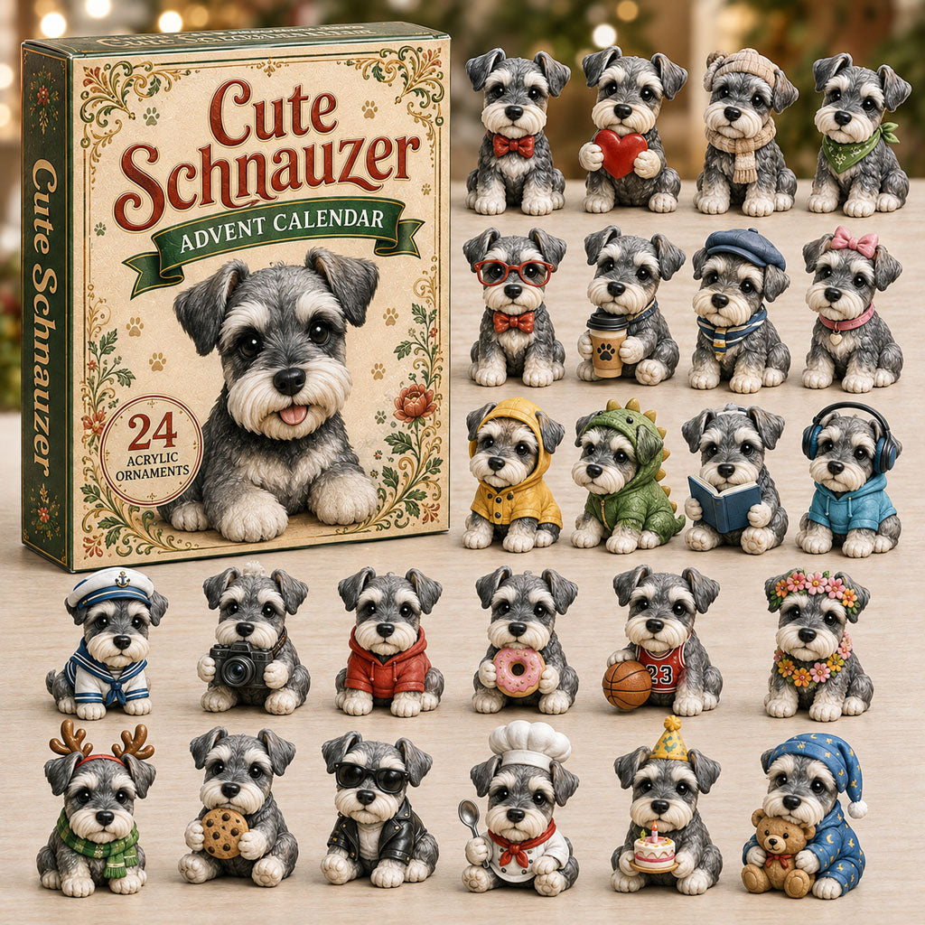 Cute Schnauzer Advent Calendar 2026 - 24-Day Festive Countdown, Acrylic Charms Blind Box - Gift For Schnauzer Lovers