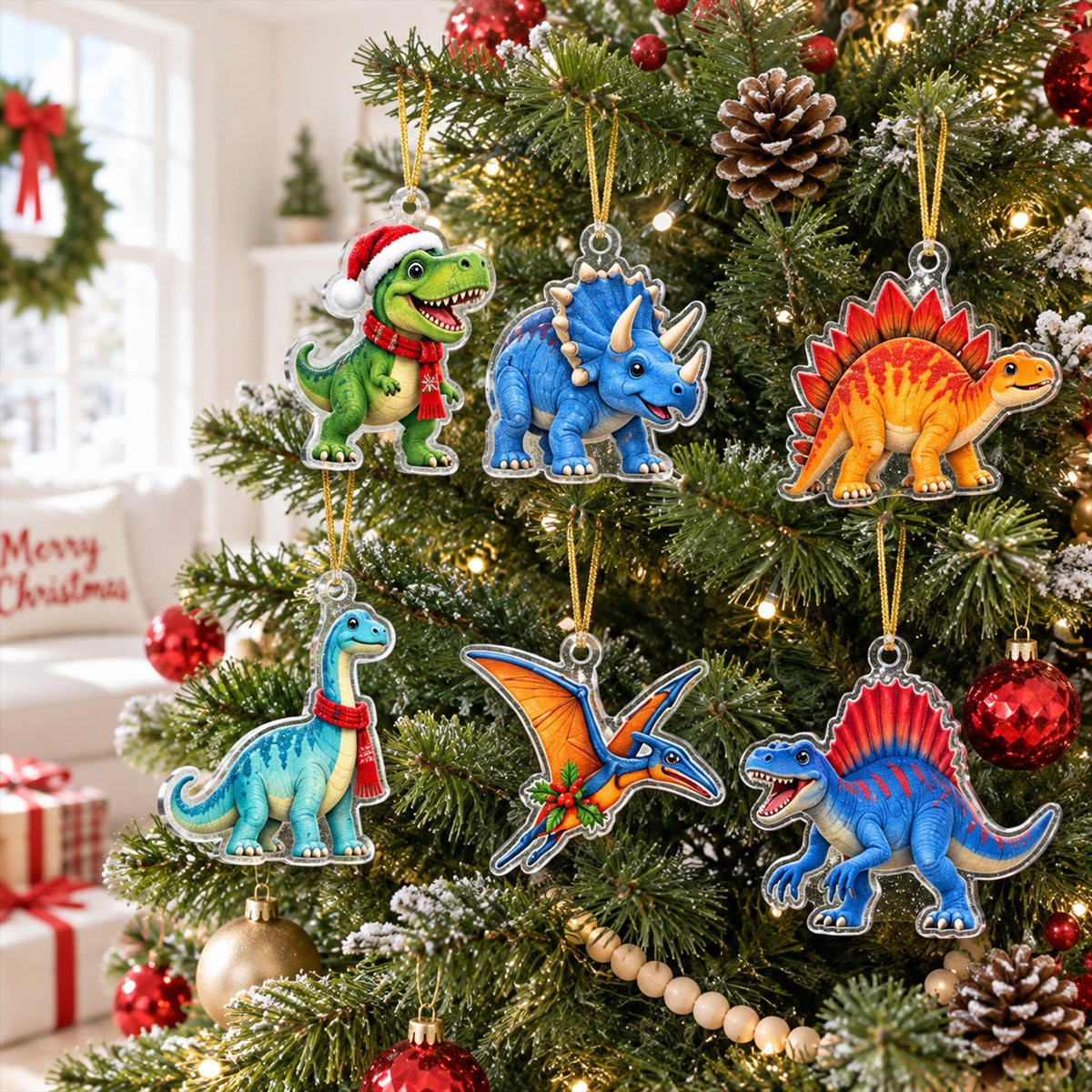 Personalized Dinosaur Advent Calendar 2026, Dino Christmas Countdown, 24 Day Acrylic Ornament Set, Kids Dinosaur Xmas Gift, Dino Lover Gift