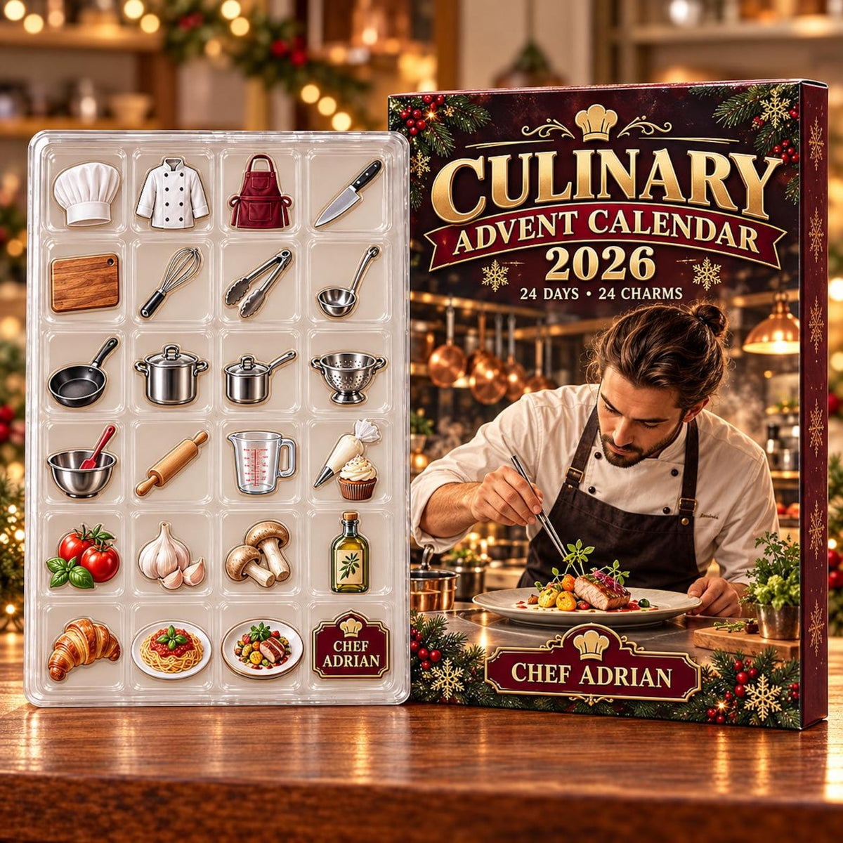 Personalized Culinary Advent Calendar: Custom Chef Blind Box, 24 Charms