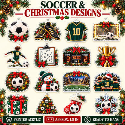 Personalized Soccer Advent Calendar with 24 Custom Photo Acrylic Ornaments, Player Number Christmas Gift for Soccer Family and Coach