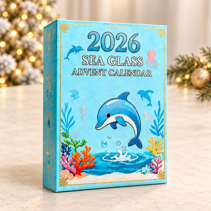 2026 Ocean Animal Advent Calendar – 24 Sea Glass Style Acrylic Christmas Ornaments, Coastal Holiday Countdown Gift for Ocean Lovers