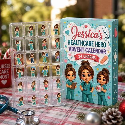 Personalized Healthcare Hero Advent Calendar: Custom Photo Nurse Blind Box 24 Charms