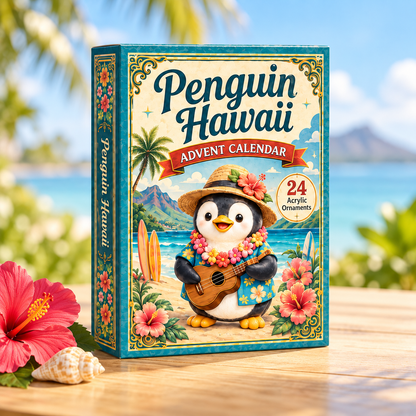 Penguin Hawaii Ocean Advent Calendar 2026 - 24-Day Festive Countdown, Acrylic Charms Blind Box - Gift For Ocean Lovers