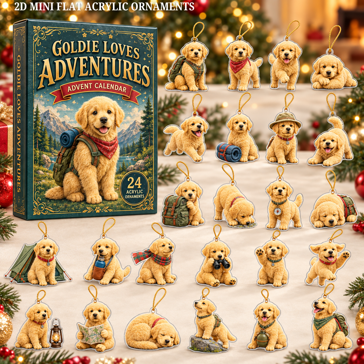Goldie Adventures Advent Calendar 2026 - 24-Day Festive Countdown, Acrylic Charms Blind Box - Gift For Dog Lovers