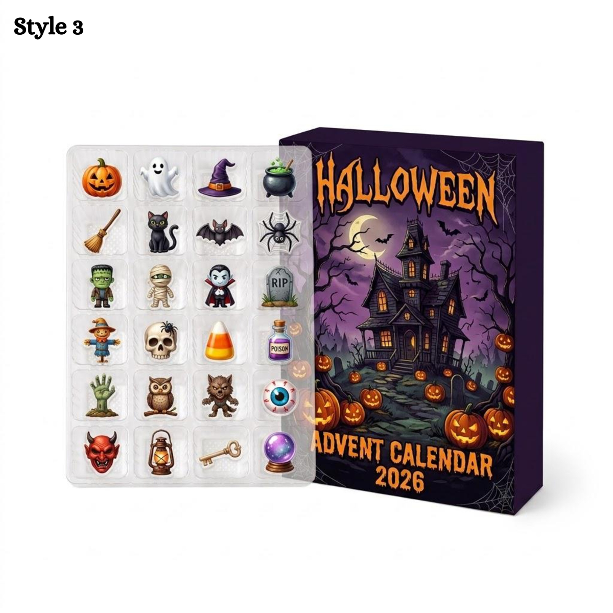 Halloween Advent Calendar 2026 Blind Box, 24 Days Spooky Countdown, Collectible Creepy Charms, Mystery Mini Ornament Gift For Kids