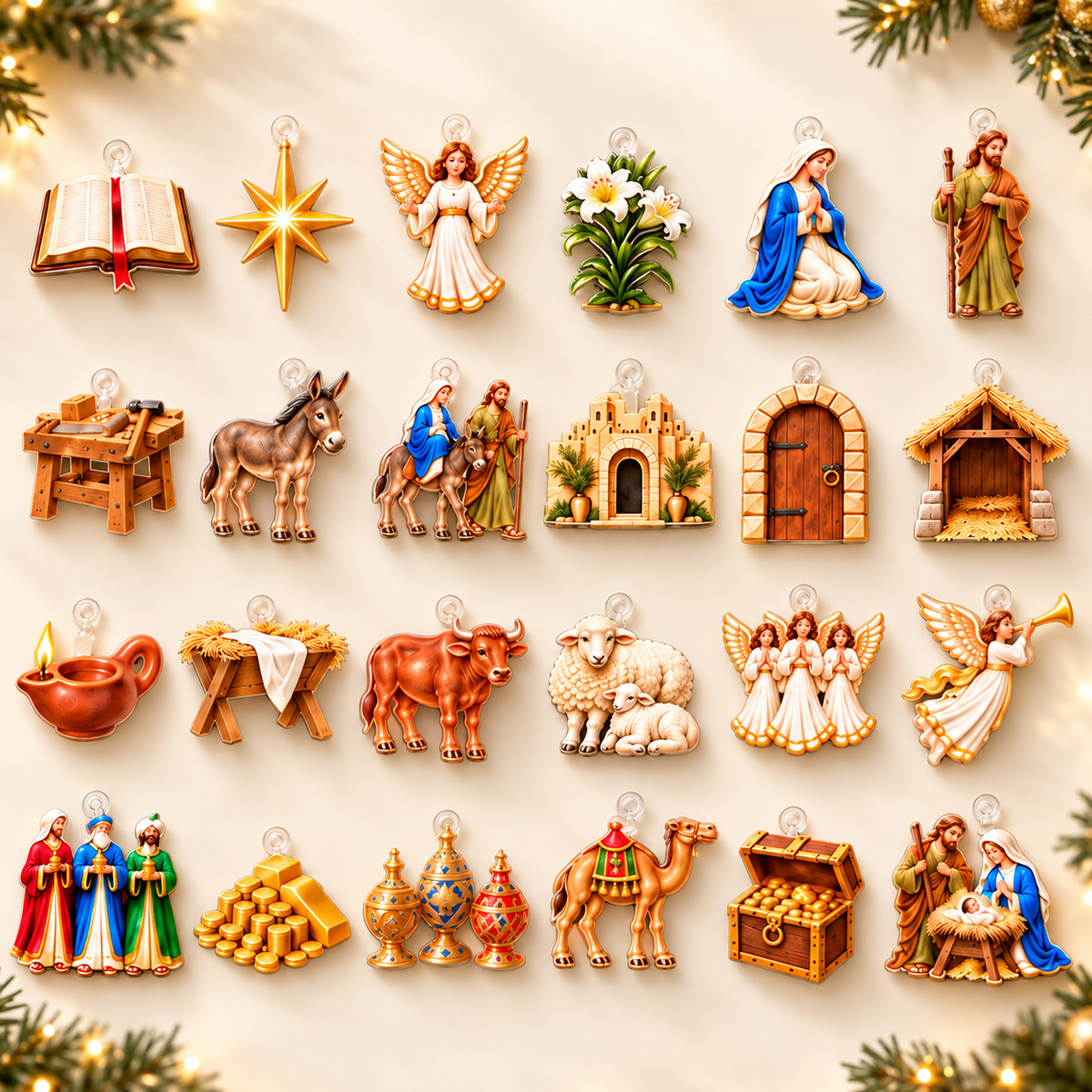Christian Nativity Advent Calendar 2026, 24 Days Christmas Countdown Calendar, Jesus Birth Story Decor, Faith Christmas Ornament Gift