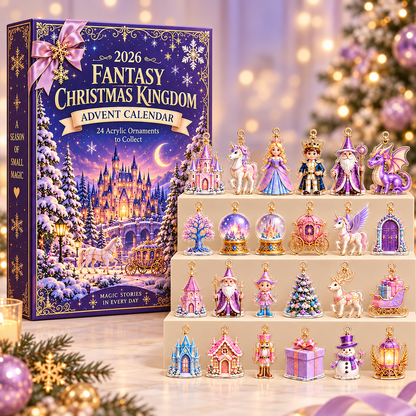 Fantasy Christmas Kingdom Advent Calendar 2026 24 Days of Magic Acrylic Ornaments Holiday Countdown Box Fairytale Gift for Kids