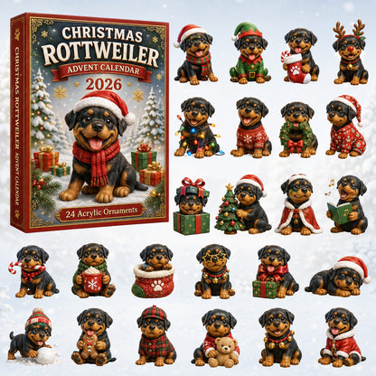 Christmas Rottweiler Advent Calendar 2026 - 24-Day Festive Countdown, Acrylic Charms Blind Box - Gift For Rottweiler Lovers