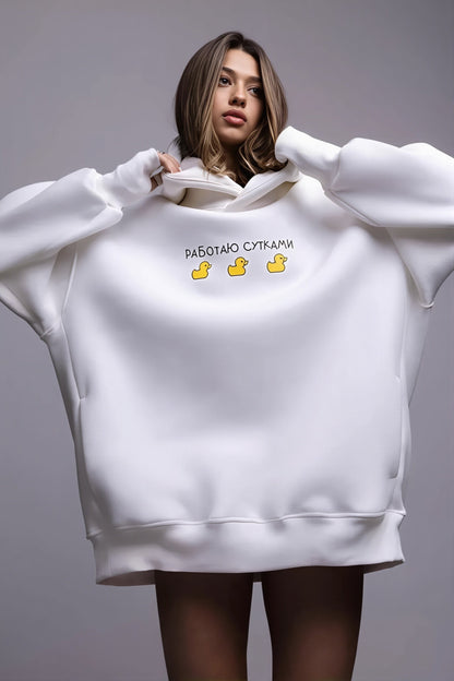 Duck Graphic Oversized Pullover Hoodie