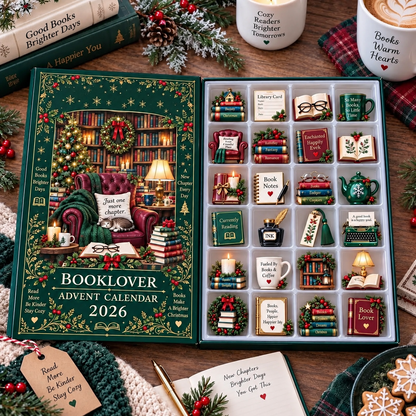 Book Lover Advent Calendar, Christmas Ornament Set, 24 Day Reading Countdown