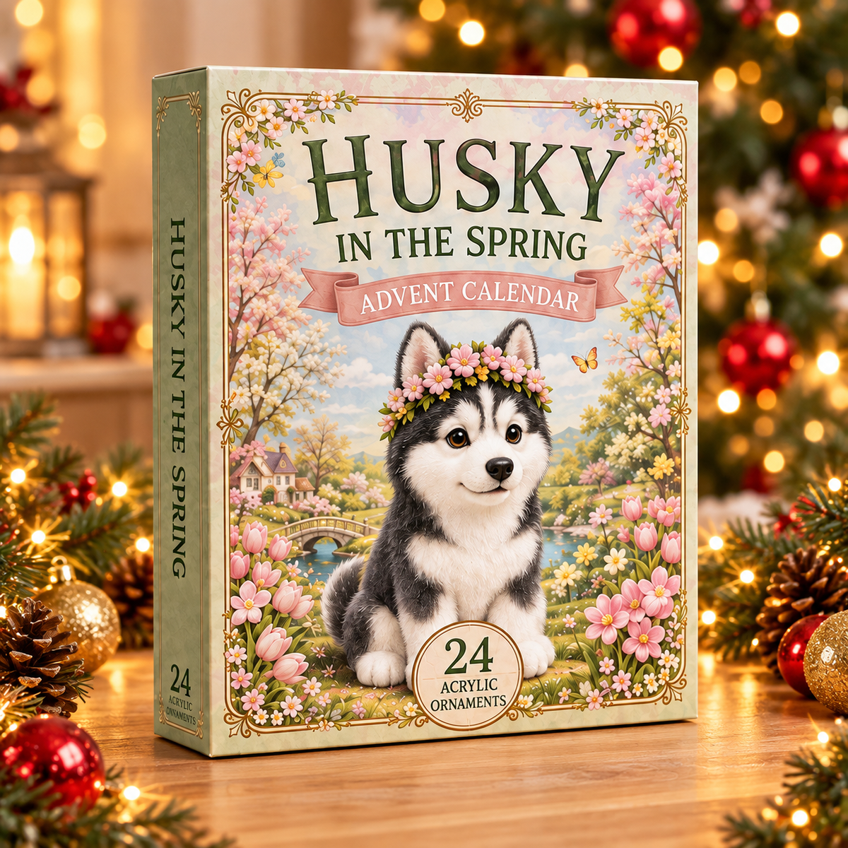 Husky In The Spring Advent Calendar 2026 - 24-Day Festive Countdown, Acrylic Charms Blind Box - Gift For Dog Lovers