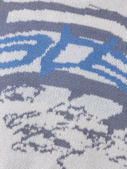 New Men's Spring Autumn Winter Asymmetric Pattern Color Block Long Sleeve Sweater