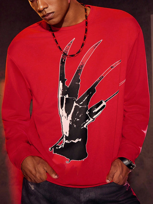 A Nightmare on Elm Street Horror Hand Print Sweatshirt