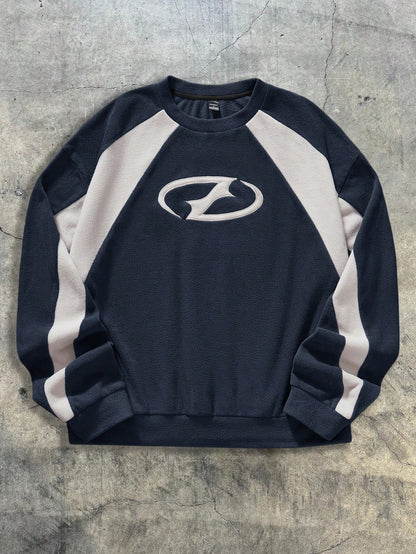 Loose Fit Knit Long Sleeve Pullover Sweatshirt