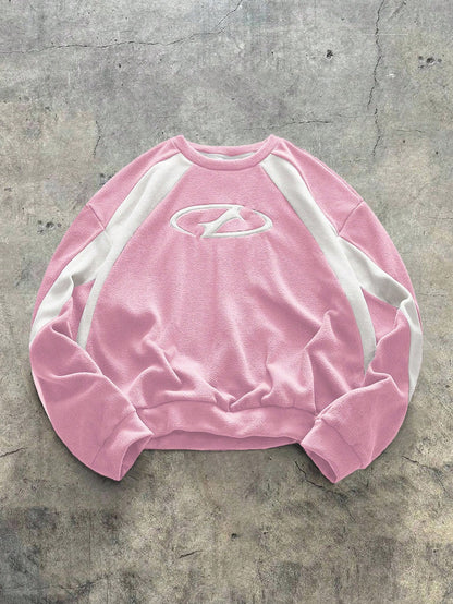 Loose Knitted Long Sleeve Pullover Sweatshirt