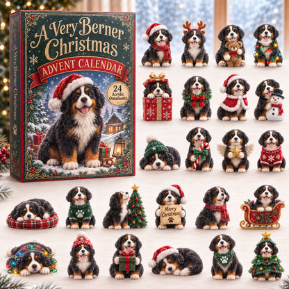 CHRISTMAS KICKOFF 40% OFF - A Very Berner Christmas Advent Calendar 2026 - 24-Day Festive Countdown, Acrylic Charms Blind Box - Gift For Bernese Mountain Dog Lovers AC0HA131