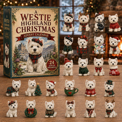 CHRISTMAS KICKOFF 40% OFF - A Westie Highland Christmas Advent Calendar 2026 - 24-Day Festive Countdown, Acrylic Charms Blind Box - Gift For Dog Lovers AC0NT096