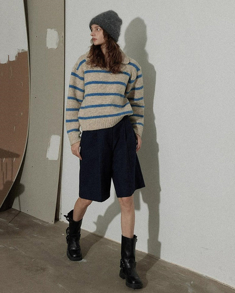 Grandpa Aesthetic Striped Polo Jumper